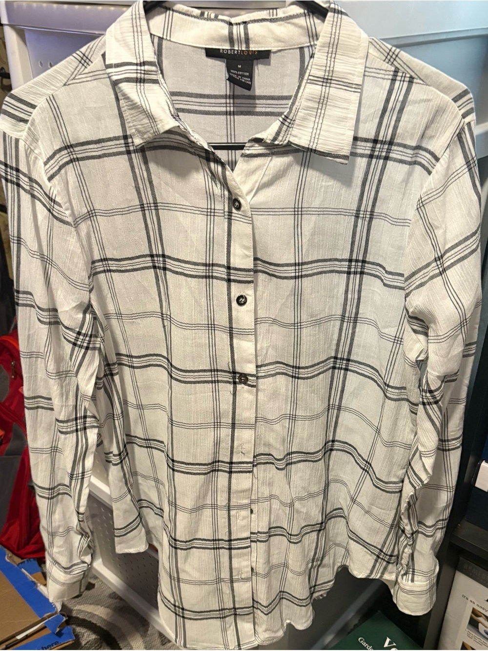 Robert Louis White Shirt with Black Plaid